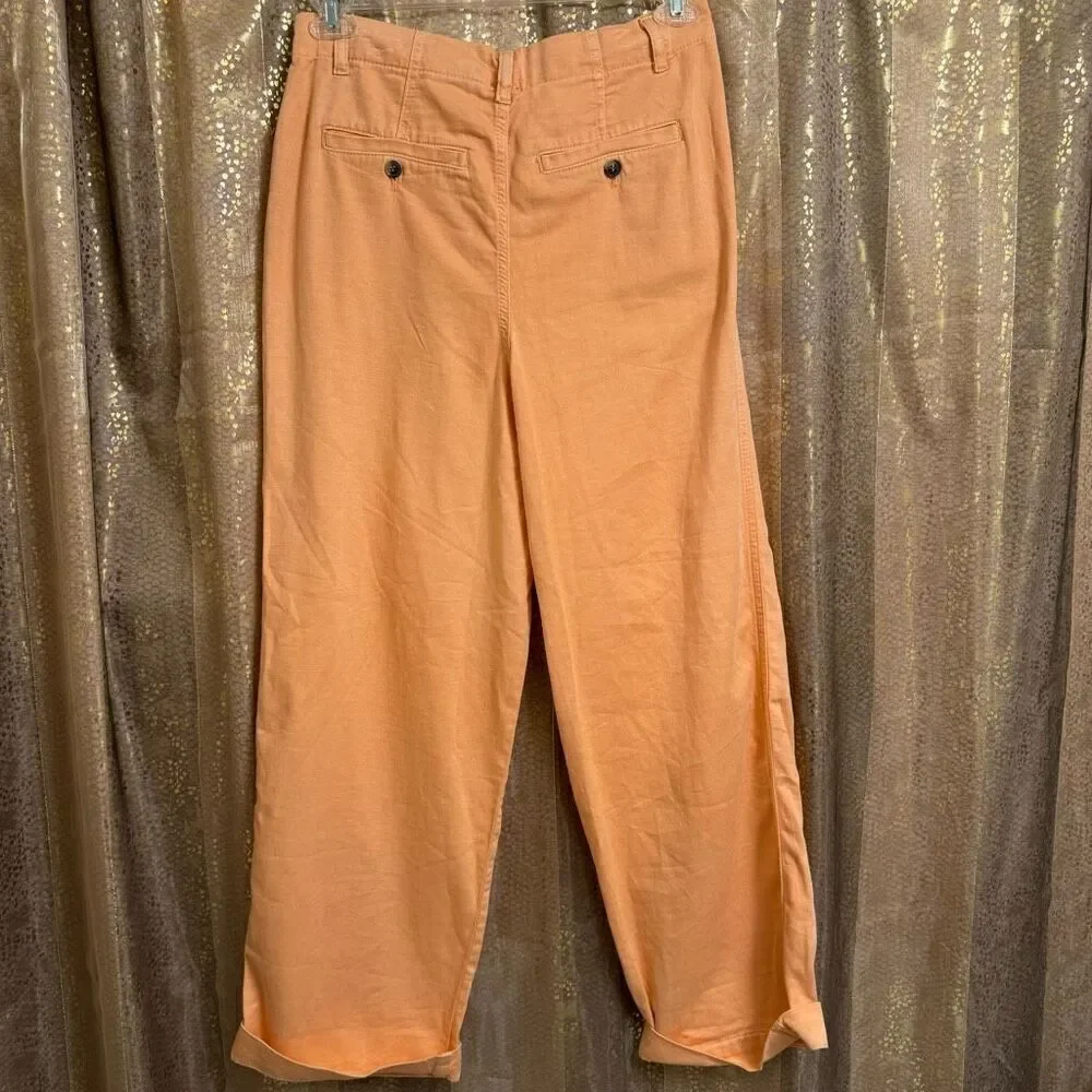 Free People Addy Wide Leg Chino Pants Pastel Light Orange Size 4 NWOT - Picture 3 of 14